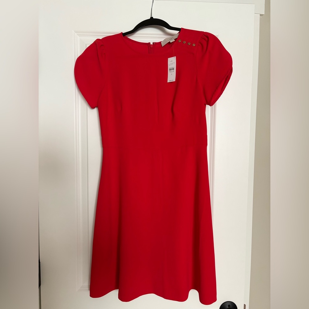 LOFT Flare Flutter Sleeve Dress